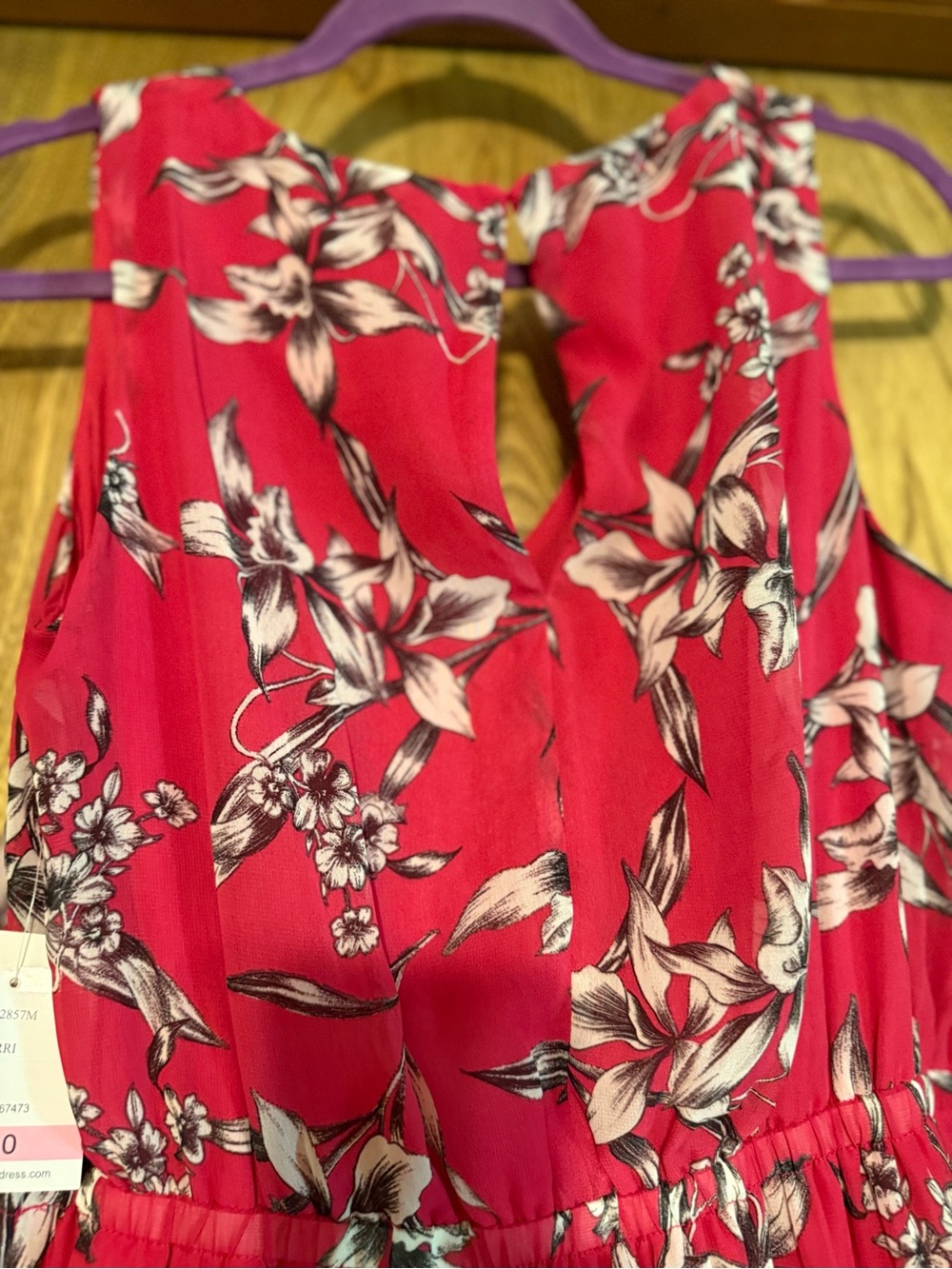 Taylor Dress Sleeveless Fuchsia Floral V-Neck Tiered Maxi Dress. NWT - Picture 8 of 12